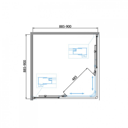 DUE-A-2-90-P-Cr Душевой уголок