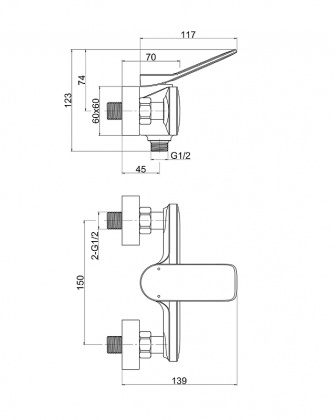 Смеситель для душа ODRA однорычажный