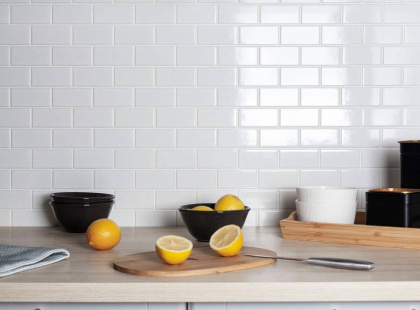 Керамическая мозаика, Brick White Glossy 45x95, Brick & Metro