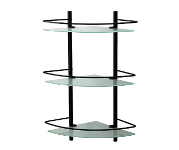 K-3133BLACK Полка стеклянная тройная угловая, 30,5х61х30,5 см, черная, K-3133B