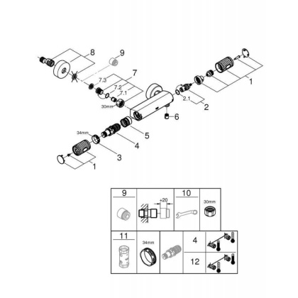 Термостат для душа с подключением шланга Grohe Grohtherm 1000 Performance хром (34776000)