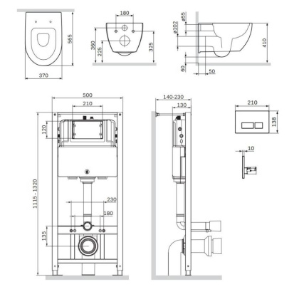 IS47001.111700 Комплект инсталляция с клавишей Pro S белый с подвесным унитазом Awe FlashClean с сид м/лифт