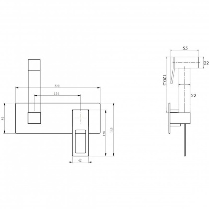 Гигиеническая лейка Q со смесителем GoldBlack