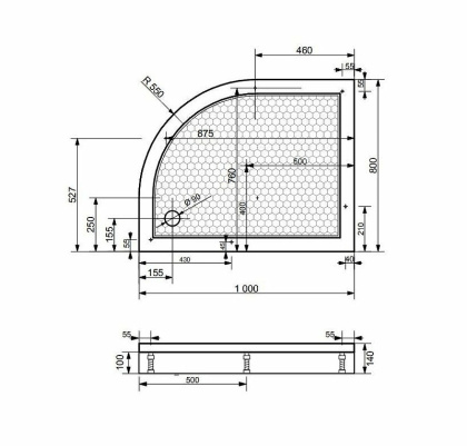 Экран для поддона Эстет Омега L 100x80, шт Экран для поддона Эстет Омега L 100x80, шт