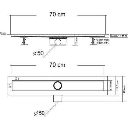 Душевой лоток SAY OPTIMA 601.70.P.BLOK, 70 см, хром