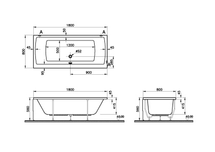 Акриловая ванна Vitra Neon 180х80