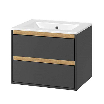 Тумба под раковину EXCELLENT Tuto 60 см (серый/дуб), 2 ящика Тумба под раковину EXCELLENT Tuto 60 см (серый/дуб), 2 ящика