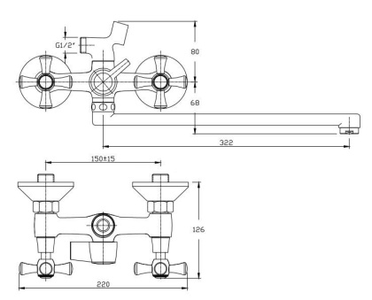 Смеситель для ванны/душа Orange Classic M71-211cr с душевым набором