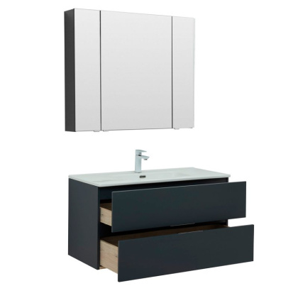 Мебель для ванной Aquanet Алвита New 100 2 ящика, антрацит