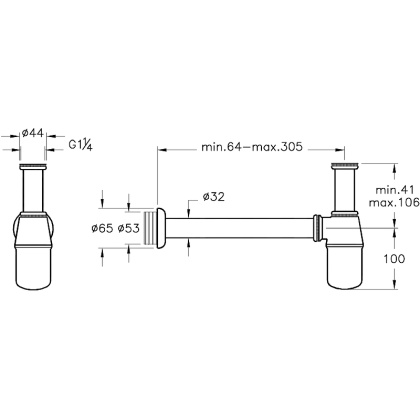 Сифон для раковины (металлический) Сифон для раковины (металлический)
