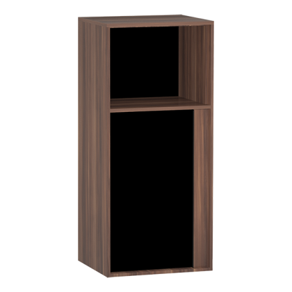 Средний шкаф Metropole левосторонний, 40 см,  цвет сливовое дерево, фасад черное акриловое стекло Средний шкаф Metropole левосторонний, 40 см,  цвет сливовое дерево, фасад черное акриловое стекло