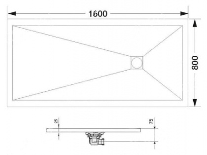 Душевой поддон RGW ST-G 80 x 160 см, прямоугольный, искусственный камень, графит, 14152816-02