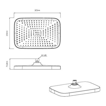 Верхний душ с держателем VSHD-41CCH, хром