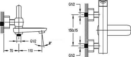 TESORO-F-VD-01 Смеситель для ванны и душа