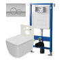 Сет: Система инсталляции Point Элемент для подвесного унитаза PN45120 + Клавиша смыва для инсталляции Point Виктория, хром, PN44061C + Унитаз подвесной Point Меркурий безободковый, сиденье дюропласт микролифт, быстросъем, белый PN41831