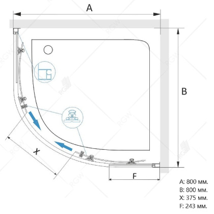 Душевой уголок RGW Classic CL-54-B 80х80 32095488-14 профиль Черный стекло прозрачное