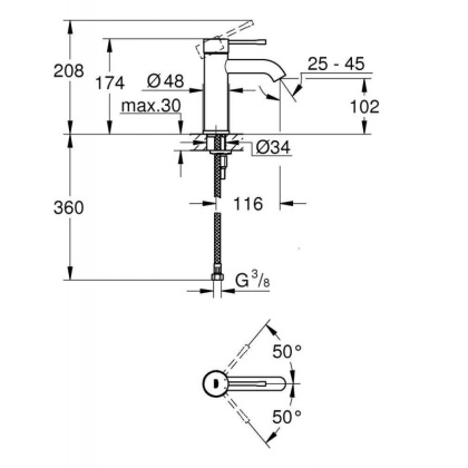 Смеситель для раковины Grohe Essence New 23590001 хром Смеситель для раковины Grohe Essence New 23590001 хром