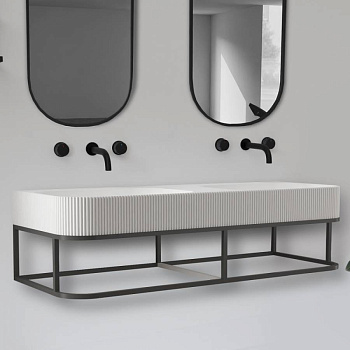 Консоль с раковиной ABBER Stein AS2646 подвесная, белая матовая Консоль с раковиной ABBER Stein AS2646 подвесная, белая матовая