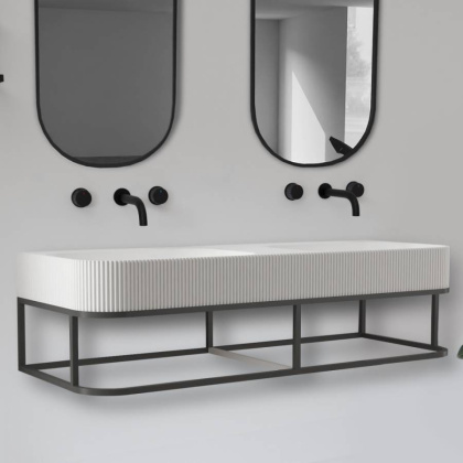 Консоль с раковиной ABBER Stein AS2646 подвесная, белая матовая Консоль с раковиной ABBER Stein AS2646 подвесная, белая матовая