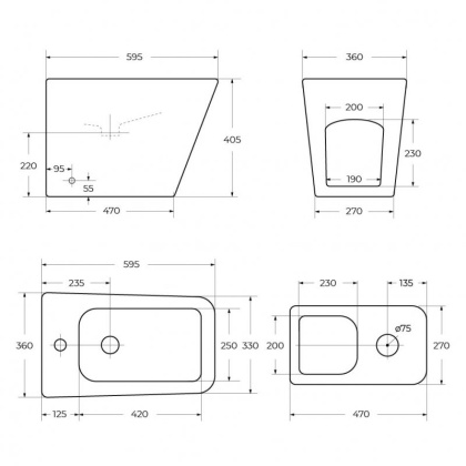Биде напольное BelBagno ARDENTE-R BB003B Биде напольное BelBagno ARDENTE-R BB003B