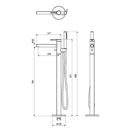 Смеситель для ванны отдельностоящий EXCELLENT Pi AREX.1255GL (золото)