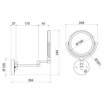 Зеркало с подсветкой Timo Saona 13376/03 черный матовый