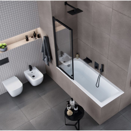 Шторка для ванны EXCELLENT Liner 110 см (черный мат)