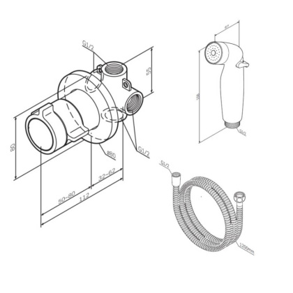 F0H85A400 X-Joy  гигиенический набор для скрытого монтажа со встроенным смесителем для душа с ТМС