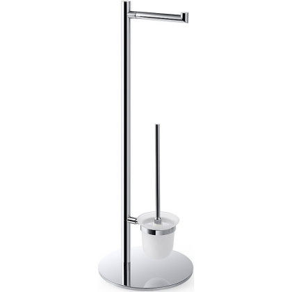 Стойка с держателем туалетной бумаги и ёршик, щётка белая