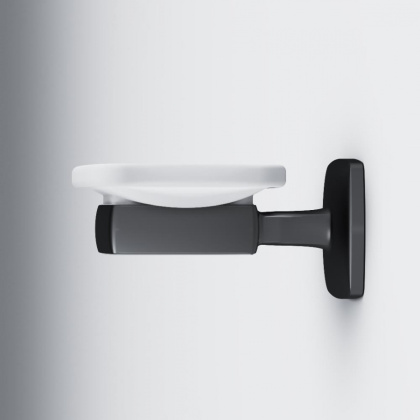 Стеклянная мыльница Gem с настенным держателем, 5х12х10,4 см, белая, A9034222