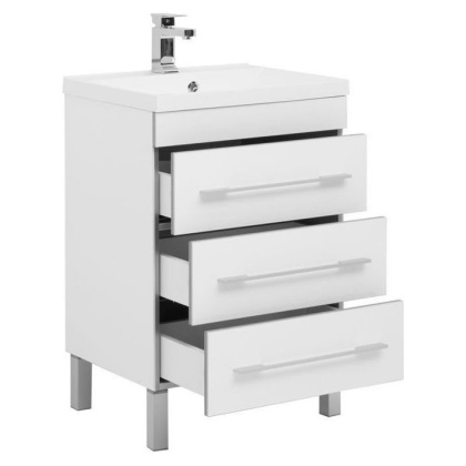 Тумба с раковиной Aquanet Верона 58 белый (напольная 3 ящика)