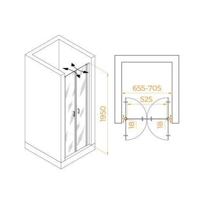 Душевая дверь RGW PA-104Gb 700