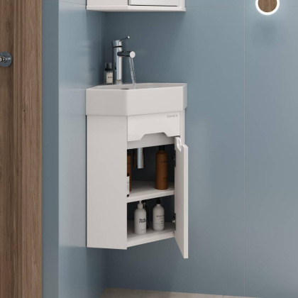 Тумба Onika Айленд 35 подвесная, белая, угловая (ум. Line)