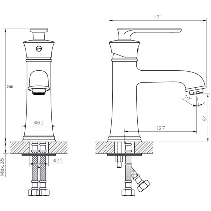 Смеситель для умывальника RUSH Flores (FLG0835-1)