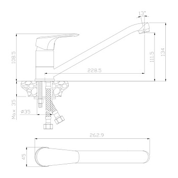 Смеситель д/кухни EVORA, арт. 33400EV Смеситель д/кухни EVORA, арт. 33400EV