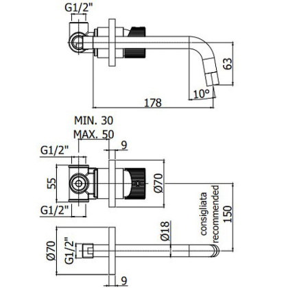 Смеситель для раковины Paffoni Jo JO006NO70 (с внутренней частью)