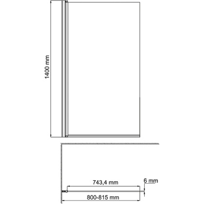 Berkel 48P01-80L Matt glass Стеклянная шторка на ванну Wasserkraft