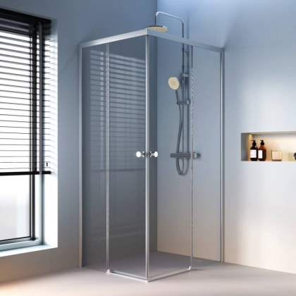 W94G-403-10080-MТ Душевое ограждение X-Joy Square Slide 100х80, мат Хром, прозрачное