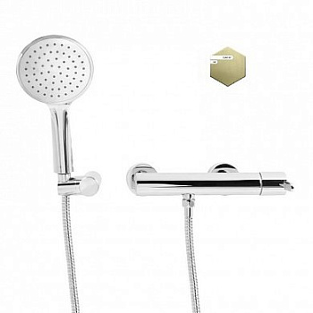 LEAF-D-L-PR Смеситель для душа однорычажный в комплекте с ручным душем, шлангом и держателем, исполнение Sunrise PVD