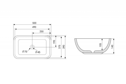Раковина накладная ABBER Rechteck AC2202MW белая матовая Раковина накладная ABBER Rechteck AC2202MW белая матовая