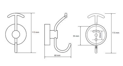 Двойной крючок Bemeta Omega 104105252 Хром