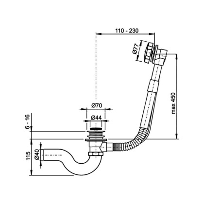 Слив перелив Timo 8003/03 черный матовый