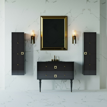 Тумба Piazza 100 черная + золото_Комплект 841-100-BG Boheme Тумба Piazza 100 черная + золото_Комплект 841-100-BG Boheme