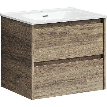 Тумба подвесная SANCOS Libra 590х450х500, c двумя ящиками оснащенными доводчиками, дуб чарльстон, арт. LB60ECH