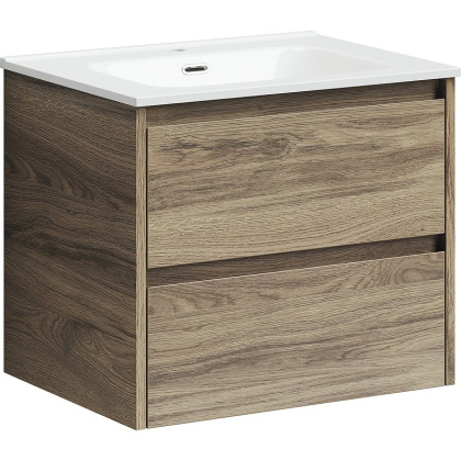 Тумба подвесная SANCOS Libra 590х450х500, c двумя ящиками оснащенными доводчиками, дуб чарльстон, арт. LB60ECH