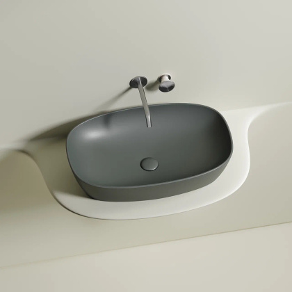 Умывальник чаша накладная овальная (цвет Антрацит Матовый) Element 600*380*138мм
