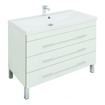 Тумба с раковиной Aquanet Верона 100 белый (напольная 3 ящика)