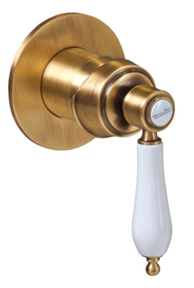 APHRODITE-DIM2-03/24-Bi Встраиваемый однорычажный смеситель для душа, исполнение золото 24 карат, ручки белые