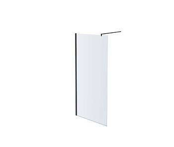 AQ WIW 08020BL Душевая перегородка Walk in с держателем 800x2000 профиль черный, стекло прозрачное