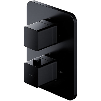 Смеситель термостатический для душа скрытого монтажа OMNIRES PARMA PM7436BL (черный BLM)